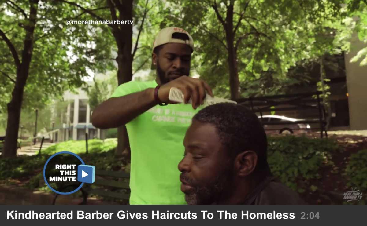 Barber gives haircut to the homeless